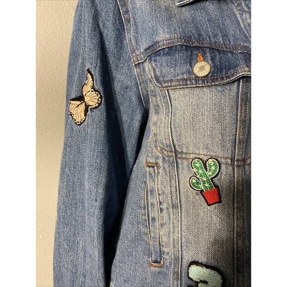 Joe Boxer Girl's Jean Jacket Large Fun Patches on Front Butterfly and More - Picture 4 of 6